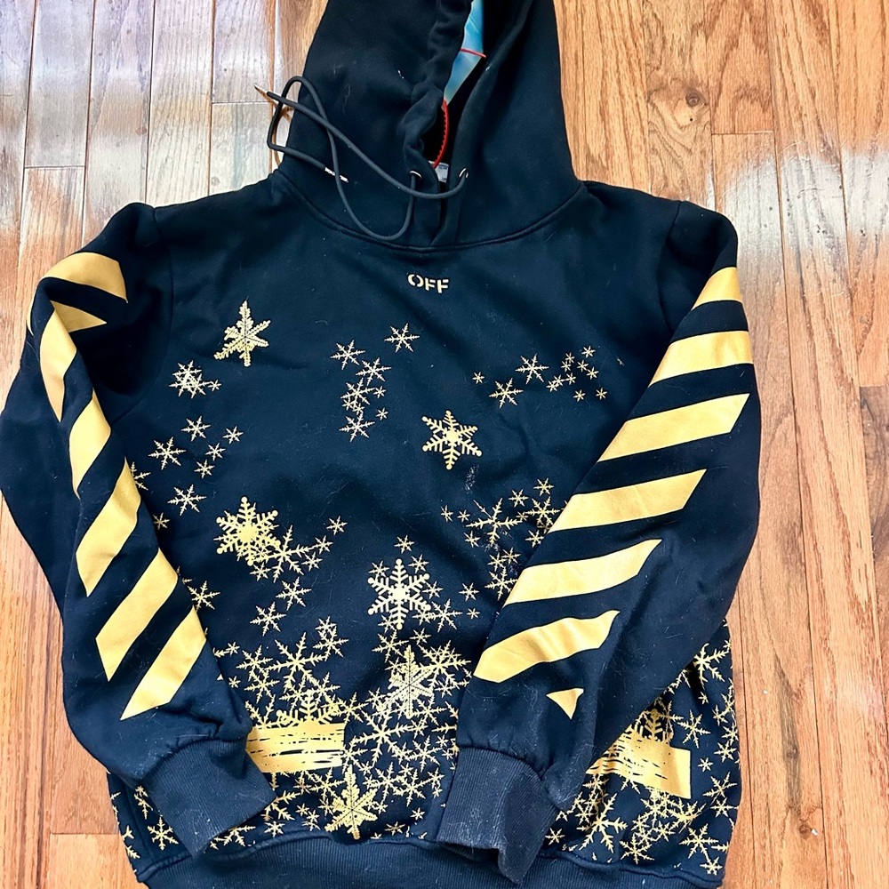 Off-White NWT black and gold  snowflake hoodie